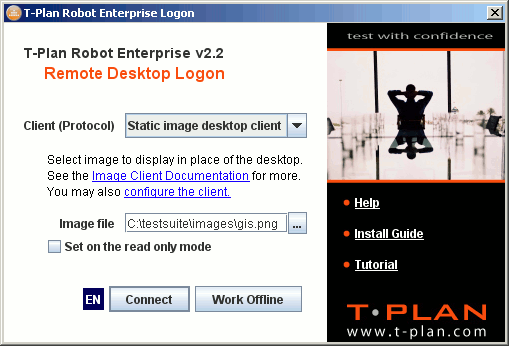 Login window with Image Client