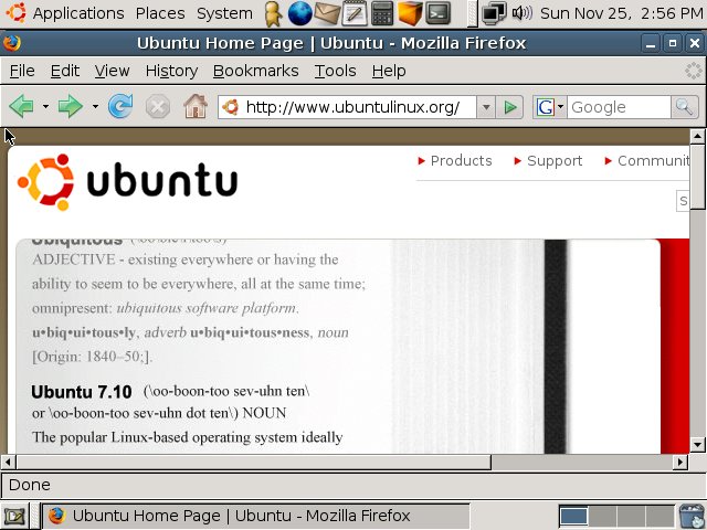 Ubuntu 6.0.4 desktop with Firefox 2.0