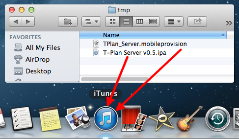 Drag the server and profile to iTunes