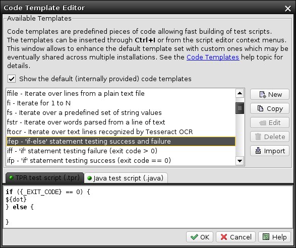 Code
      Template Editor
